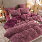 Middo 5-Piece Teddy Fluffy Fleece Bedding Set | Free Heart Pillow & Cozy Winter Warmth