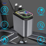AutoCharge™ 120W 4-in-1 Car Charger | Fast Charging & RGB Starlight