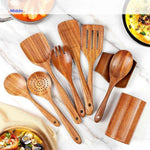 Cookora™ Teak Wooden Spatula Set | Heat-Resistant & Durable Kitchen Tools