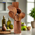 Cookora™ Teak Wooden Spatula Set | Heat-Resistant & Durable Kitchen Tools