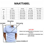 Maattabel voor polo's met ritssluiting en ultiem comfort.