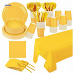 PartyLux™ Tableware Set | 141-Piece Party Kit with Plates, Cups, Cutlery & Tablecloth