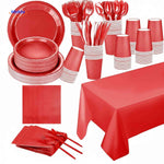PartyLux™ Tableware Set | 141-Piece Party Kit with Plates, Cups, Cutlery & Tablecloth