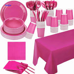 PartyLux™ Tableware Set | 141-Piece Party Kit with Plates, Cups, Cutlery & Tablecloth