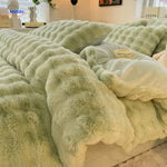 SnuggleBunny™ Plush Set | 4-Piece Faux Rabbit Fur Duvet Cover, Super Soft & Warm