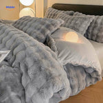 SnuggleBunny™ Plush Set | 4-Piece Faux Rabbit Fur Duvet Cover, Super Soft & Warm