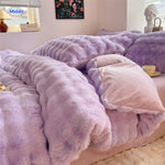 SnuggleBunny™ Plush Set | 4-Piece Faux Rabbit Fur Duvet Cover, Super Soft & Warm