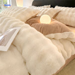 SnuggleBunny™ Plush Set | 4-Piece Faux Rabbit Fur Duvet Cover, Super Soft & Warm