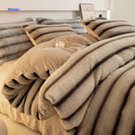 SnuggleBunny™ Plush Set | 4-Piece Faux Rabbit Fur Duvet Cover, Super Soft & Warm