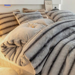 SnuggleBunny™ Plush Set | 4-Piece Faux Rabbit Fur Duvet Cover, Super Soft & Warm