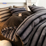 SnuggleBunny™ Plush Set | 4-Piece Faux Rabbit Fur Duvet Cover, Super Soft & Warm