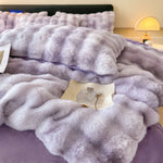 SnuggleBunny™ Plush Set | 4-Piece Faux Rabbit Fur Duvet Cover, Super Soft & Warm