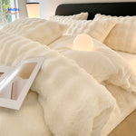 SnuggleBunny™ Plush Set | 4-Piece Faux Rabbit Fur Duvet Cover, Super Soft & Warm