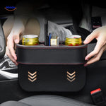 SpaceMate™ Car Seat Organizer | Leather Storage Box & Cup Holder