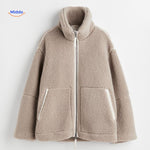CozyLuxe™ Teddy Wool Coat | High Collar & Soft Faux Lambswool