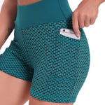 FlexFit™ High-Waisted Jacquard Yoga Shorts | Breathable Lift & Comfort