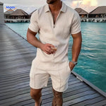 Leander™ Two-Piece Summer Set | Breathable Shirt & Drawstring Shorts