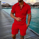 Leander™ Two-Piece Summer Set | Breathable Shirt & Drawstring Shorts