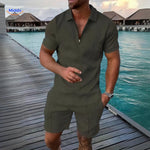 Leander™ Two-Piece Summer Set | Breathable Shirt & Drawstring Shorts