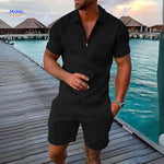 Leander™ Two-Piece Summer Set | Breathable Shirt & Drawstring Shorts