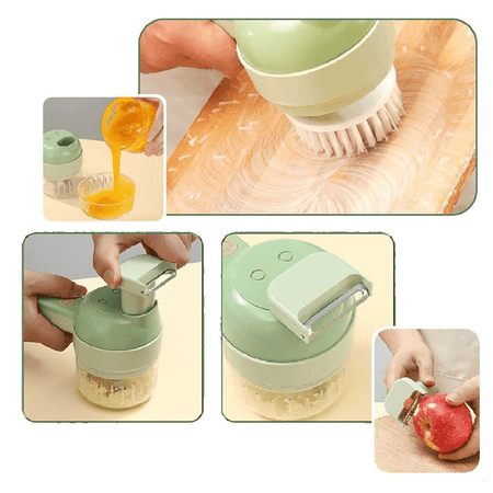 Verschillende toepassingen van de Tyfoon keukentool voor koken en schoonmaken.